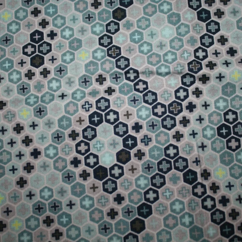 FABRIC - #1379 - Cotton - Abstract Mosaic Geometric Tortoise Shell - 11 x 45